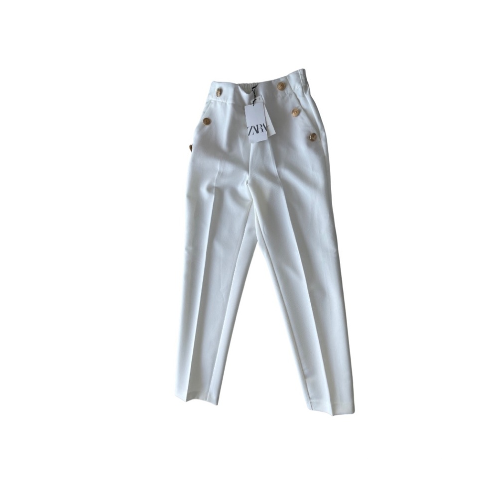 ZARA High-Waisted White Trousers | XS | NWT